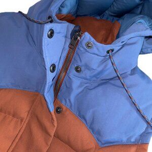 PATAGONIA |  Women's Bivy Hooded Down Vest | M |  Canvas - Sisu Brown/Rust/Blue